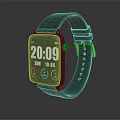 Modern Smartwatch With Black Strap Square Dial And Colorful Icons Displaying Time And Date