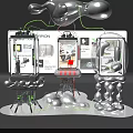 Futuristic Inflatable Model Display With Transparent Structure And Connected Installations 3d model