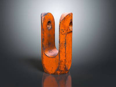 Rusted Orange U Shaped Hardware Tool Bracket With Two Holes And Rustic Finish 3d model