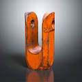 Rusted Orange U Shaped Hardware Tool Bracket With Two Holes And Rustic Finish