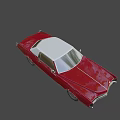 Red Classic Car With White Roof And Vintage Chrome Grille Design
