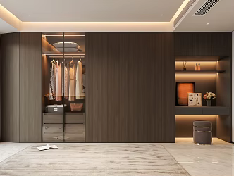 Italian Light Luxury Master Bedroom Wardrobe Dressing Table Integrated Glass Wardrobe Italian Minimalist Cloakroom 3d model