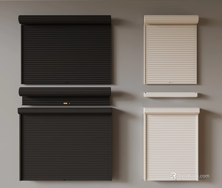 Black And Beige Roller Blinds With Modern Design For Home Decoration 3d model 