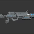 Futuristic Sci Fi Weapon With Blue Glowing Accents And Metallic Structure 3d model
