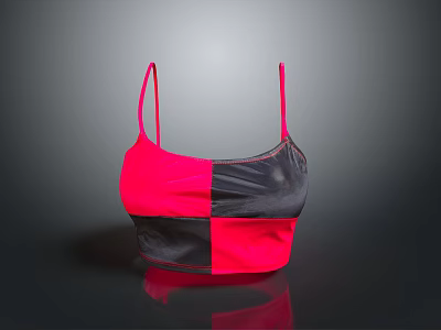 Color Block Pink And Black Sports Bra For Daily Active Wear 3d model