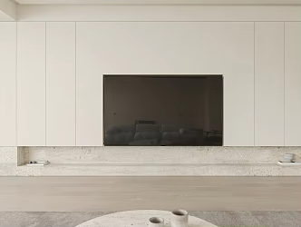 Modern TV background wall Minimalist cream TV background wall 3d model