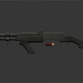 Futuristic Double Barrel Weapon With Metallic Texture And Red Component In Tactical Design 3d model