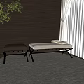 modern sofa stool bench square stool 3d model