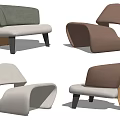 Single Sofa With Unique Modern Design Curved Shape And Various Color Options 3d model