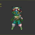 Cute Blue Cat Character With Purple Ears Tech Goggles Red Gloves and White Boots