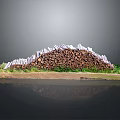 Stacked Wood Pile With Stone Decorations And Green Grass Natural Landscape Model