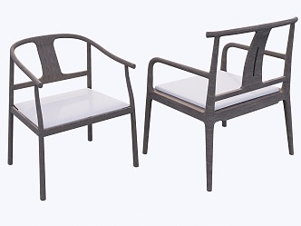 New Chinese Dining Chair Single Chair Tea Chair 3d model