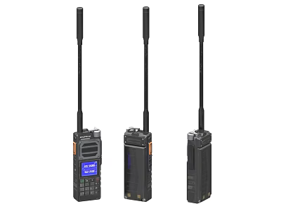 Digital Handheld Walkie Talkies With Long Antennas And LCD Screen 3d model
