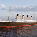 Titanic Style Ship Sailing On Calm Ocean 3d model