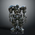 Sci-Fi Shiny Metallic Armored Humanoid Robot With Full Body Armor And Mechanical Joints 3d model