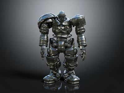 Sci-Fi Shiny Metallic Armored Humanoid Robot With Full Body Armor And Mechanical Joints 3d model