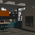 Colorful Modern Kitchen Interior With Orange Green Cabinets Island Counter Ovens Window Plants And Decor