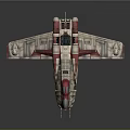 Red And White Spacecraft With Detailed Design For Interstellar Exploration