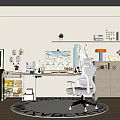 Modern Study Modern Desk and Chair Combination Study Table Lifting Table Computer Table Decoration Combination Snack Cabinet Host 3d model