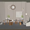 Elegant Modern Living Room Interior With Multiple Coffee Tables Green Plants Wall Decor And Lighting
