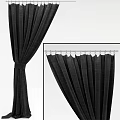Elegant Black Curtains With Tieback Design And Hook Installation For Windows 3d model