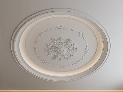 Elegant Circular Ceiling Design With Decorative Pattern And Layered Borders 3d model