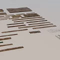 Assorted Wooden Planks Strips And Panels With Various Sizes And Textures 3d model