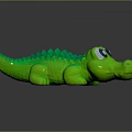 Green Crocodile Shaped Kids Chair With Textured Surface And Big Eyes