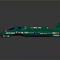Green Streamlined Racing Boat With Multiple Logos And Rear Fins Design