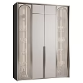 Modern Decorative Cabinet With Mirrored Doors And Perforated Side Panels