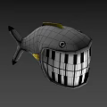 Gray Cartoon Fish with Piano Keys Mouth and Yellow Fins Musical Instruments Art Supplies