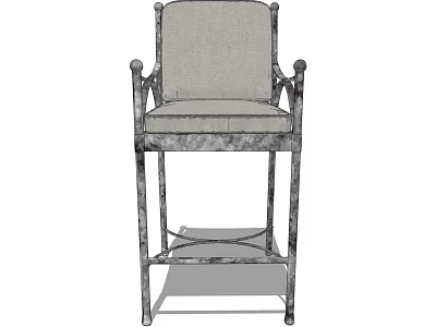 Light Gray Fabric Leisure Chair With Distressed Metal Frame And Armrests 3d model