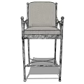 Light Gray Fabric Leisure Chair With Distressed Metal Frame And Armrests