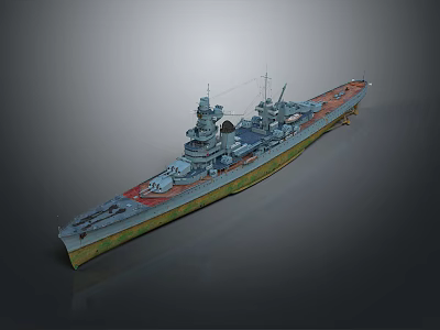 Warship Military Vessel Design With Turret Deck And Upper Superstructure 3d model