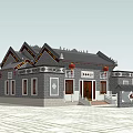 Ancient Chinese Architecture With Gray Brick Walls Black Tiled Roof And Red Lanterns
