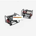 Portable Generators With Black Metal Frames And Red Engine Components