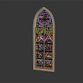 Casement Window Featuring Stained Glass Panels Vibrant Colors And Arched Top Decorative Frame