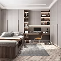 Modern Minimalist Tatami Bedroom Interior With Tatami Bed Desk Bookshelves And Decor