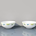 White Bathtub With Yellow Floral And Blue Patterns On Gray Surface