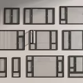 Modern Casement Windows With Black Frames For Home Architecture And Various Sizes 3d model