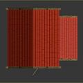 Cartoon Scene House Featuring Red Roof Stone Walls Wooden Door And Windows