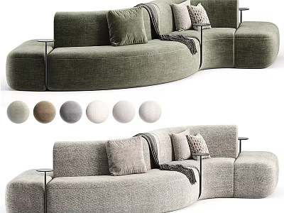 Modern Double Sofa with Pillows Throw Blanket and Multiple Color Options 3d model