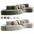 Modern Double Sofa with Pillows Throw Blanket and Multiple Color Options 3d model