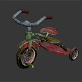 Children's Red Rusty Tricycle With Classic Design And Retro Features For Kids