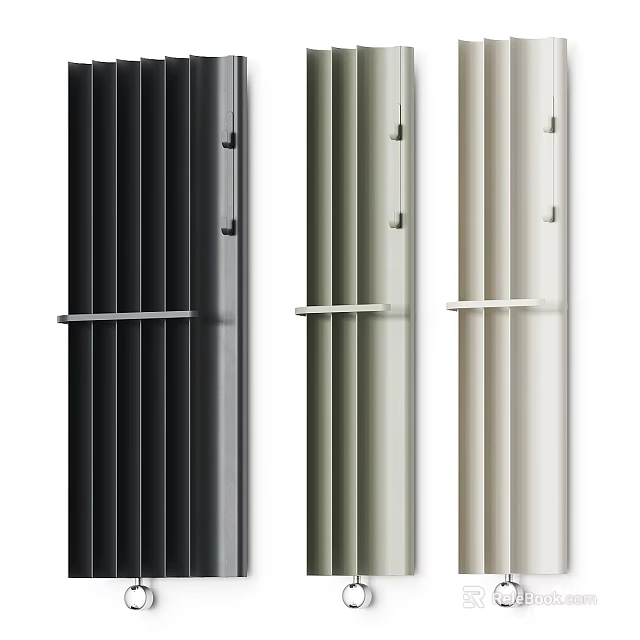 Modern Vertical Striped Wall Hooks With Horizontal Bars In Three Colors 3d model 
