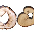 Natural Wood Slices Of Wooden Stone Material With Unique Curved Shape And Growth Rings