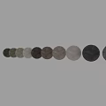 Circular Design Components With Various Colors And Gray Sphere On Textured Wall 3d model