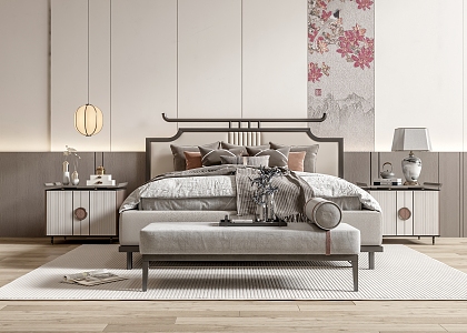 New Chinese Double Bed 3d model