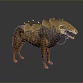 Fantasy Armored Dog With Spiked Armor Mechanical Details Copper Red Accents 3D Render