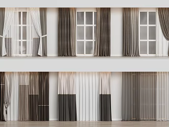 Modern Home Curtain Combination Color-matching Curtain Fabric Curtain Milk Tea Curtain 3d model
